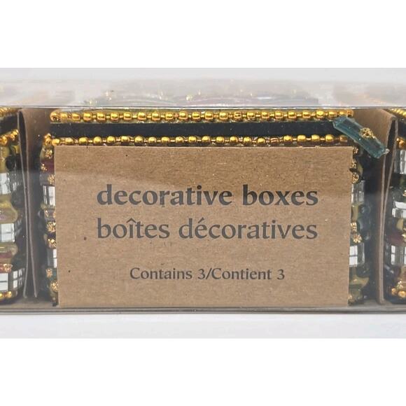 Pier 1 Imports Decorative Boxes ~ Jeweled Square ~ Set Of 3 U217 - Picture 3 of 7